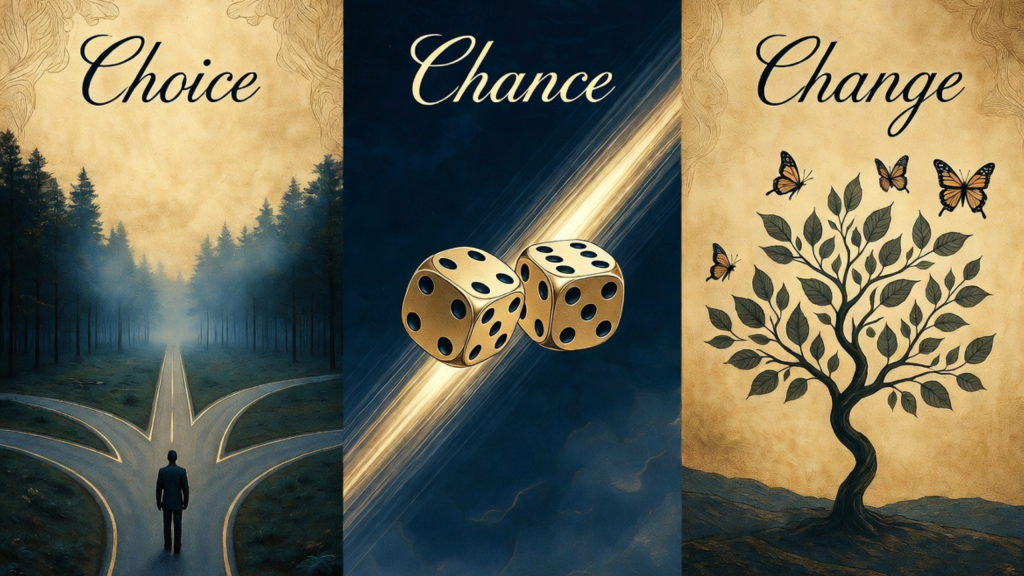 Life unfolds through three fundamental forces: Choice. Chance. Change. Everything we experience is shaped by how we engage with these three principles.